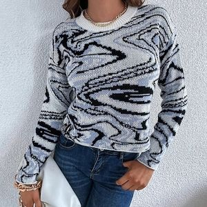 Women Casual Knitted  Print Sweater.